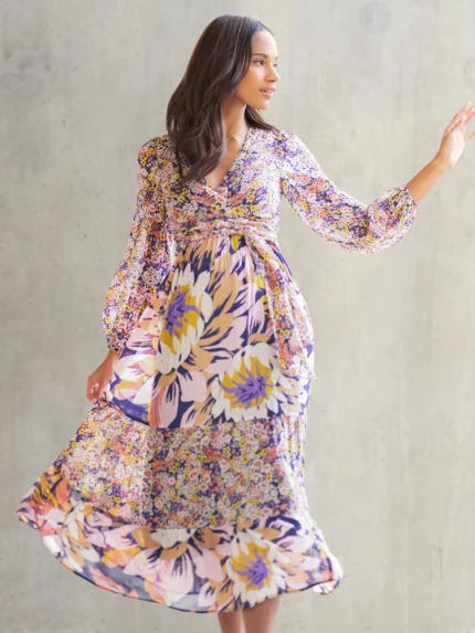 SERAPHINE - LUXE Boho midi haljina s cvjetnim printom za trudnice i dojenje - "Ione"